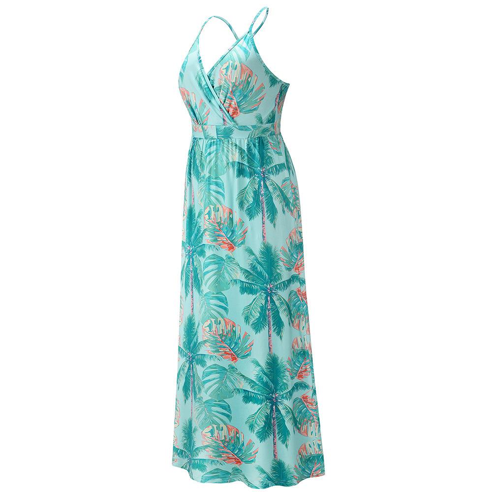 GMXIA Frühlings-/Sommerkleid im Boho-Stil mit Blumenmuster, sexy Neckholder, langes Kleid in Übergröße für Damen