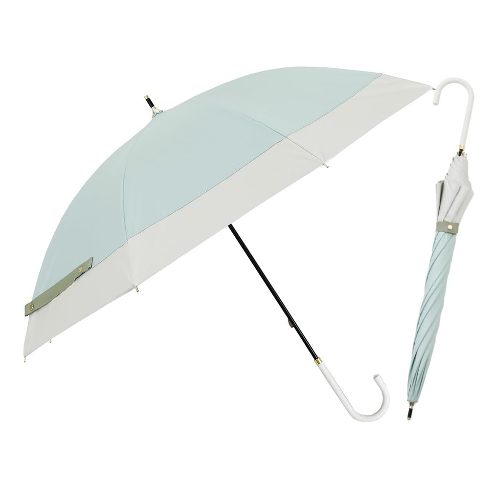 Ogawa Long UV Protection Gift for or Special LINEDROPS 57405 Women's Parasol, (99%+), White/Beige, Patchwork, Water-Repellent, Stylish, Simple,