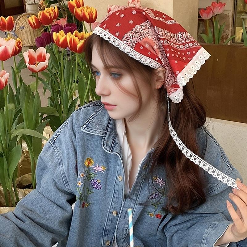 Kvinner Blonder Trekantskjerf Søte Jenter Solskjermingsskjerf Vår Sommer Fransk Strandstil Hårbånd Vintage Kvinne Dame Muslimsk Hijab