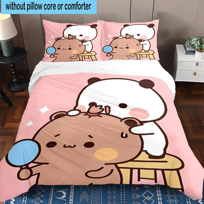 3PCS Bobo Dudu In Love  3pcs Bedding,Including 3PCS Duvet Cover And 2pcs Pillowcases Perfect for Christmas,Ideal for Bedroom, Dormitory