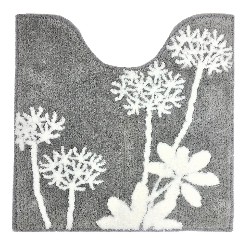 Senko Sarina Toilet Mat, Approx. 60 X 60 Cm, Gray, Leaf Pattern, Modern Design, 87699