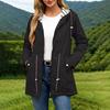 Women's Casual Hooded Trench Coat with Striped and Pockets