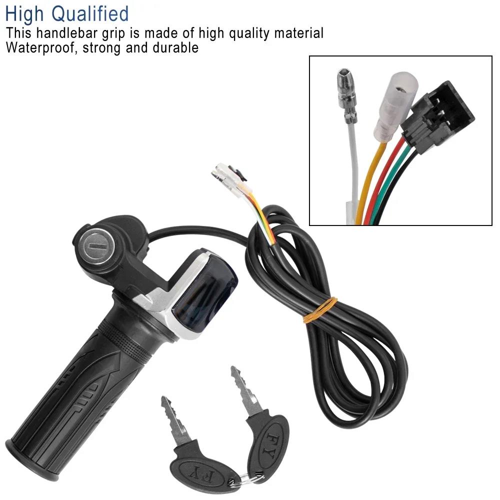 36V 48V 60V Electric Bicycle Throttle Grip E-bike Handlebar with Lock Ebike Scooter Accelerator Power Indicator Key LED Display Throttles 2