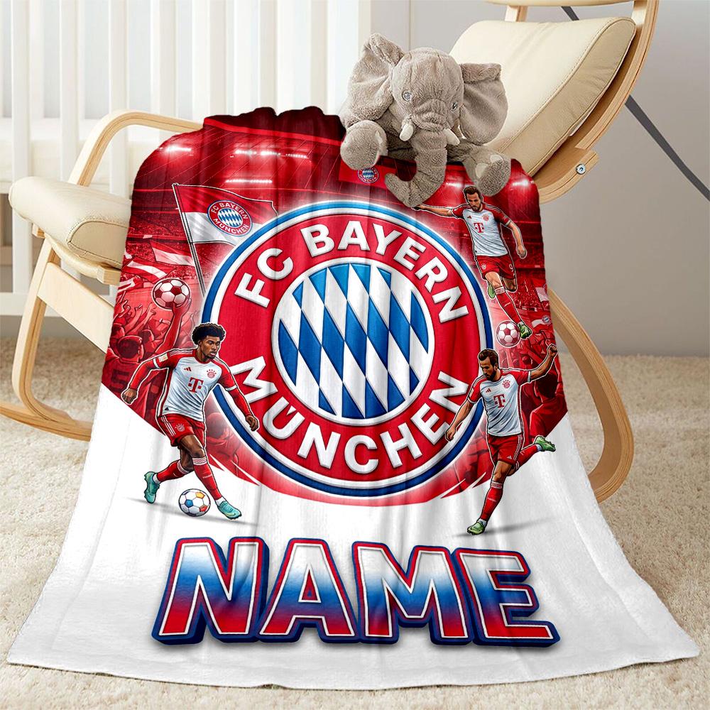 Bayern Munich Jersey Personalized Name Blanket Cozy Customizable Blanket Warmthful Decor Great for Nap Office Seaside Bed All-Season Use