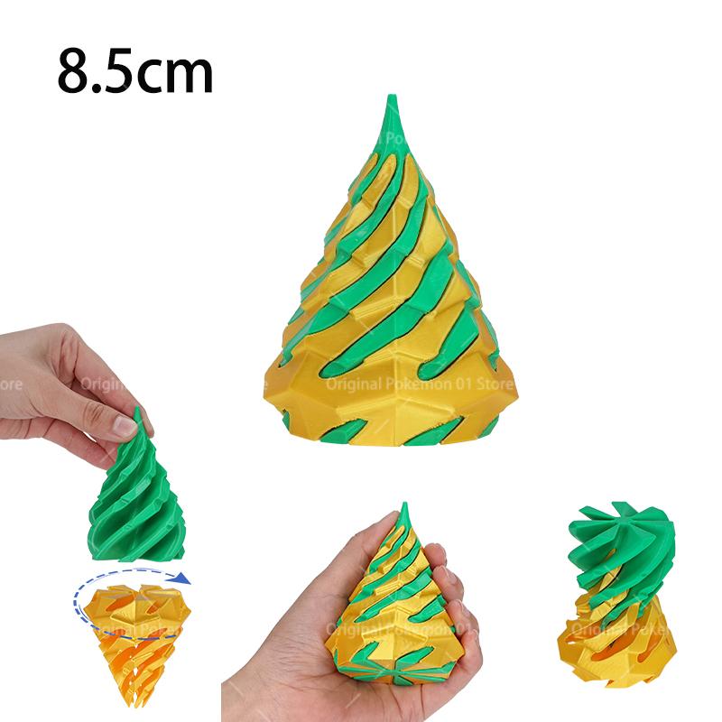 3D Printed Spiral Cone Toy Impossible Pyramid Gourd Christmas Hat Pass Through Sculpture Pyramid Toy Mini Vortex Thread Illusion