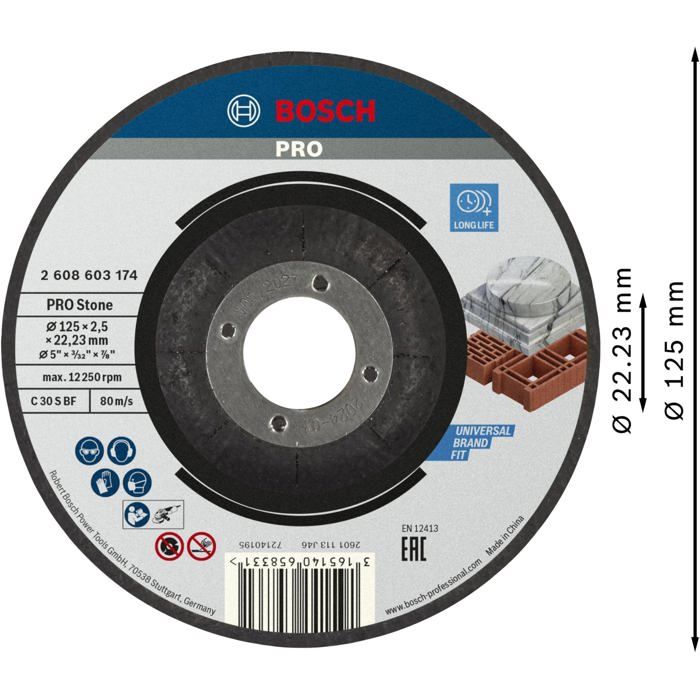 Disque à tronçonner - Bosch - C 30 S BF - 125 mm - 22,23 mm - 2,5 mm