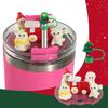 1 Set Christmas Straw Cover Cap Food Grade Dust-proof No Spill 40oz Tumbler Lid Straw Tip Topper Protector Decoration Cup Accessories