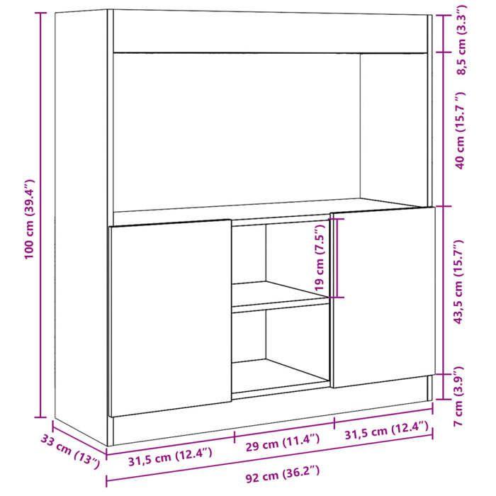 VidaXL Highboard Sonoma Oak 92x33x100 Cm Engineered Wood, Bookcase, Modern Bookcase, Bookshelf 855126