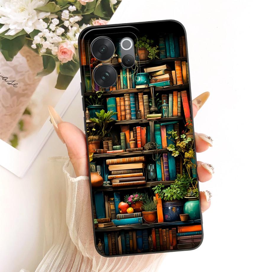 For Vivo V70 Lite V70 FE VivoV70 V2538 v2550 V2548 Phone Case Floral Aesthetic Moon Nigth Bow Pattern Funda Soft Silicone Cover