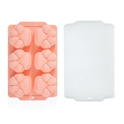 Paw Food Mould Cute Cat Paw Shaped Soft Silicone Ice Cube Mould for Kitchen Oven Refrigerator Peach Color