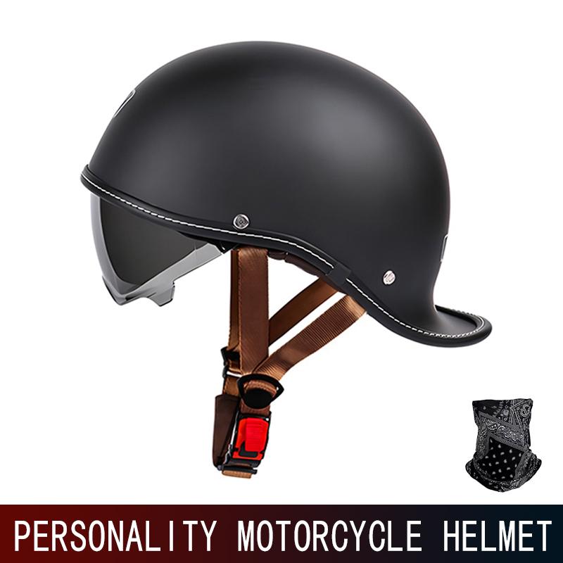 

Retro helmet cocked tail motorcycle helmet for men and women Four Seasons Prince cruise helmet riding personality half helmet. M