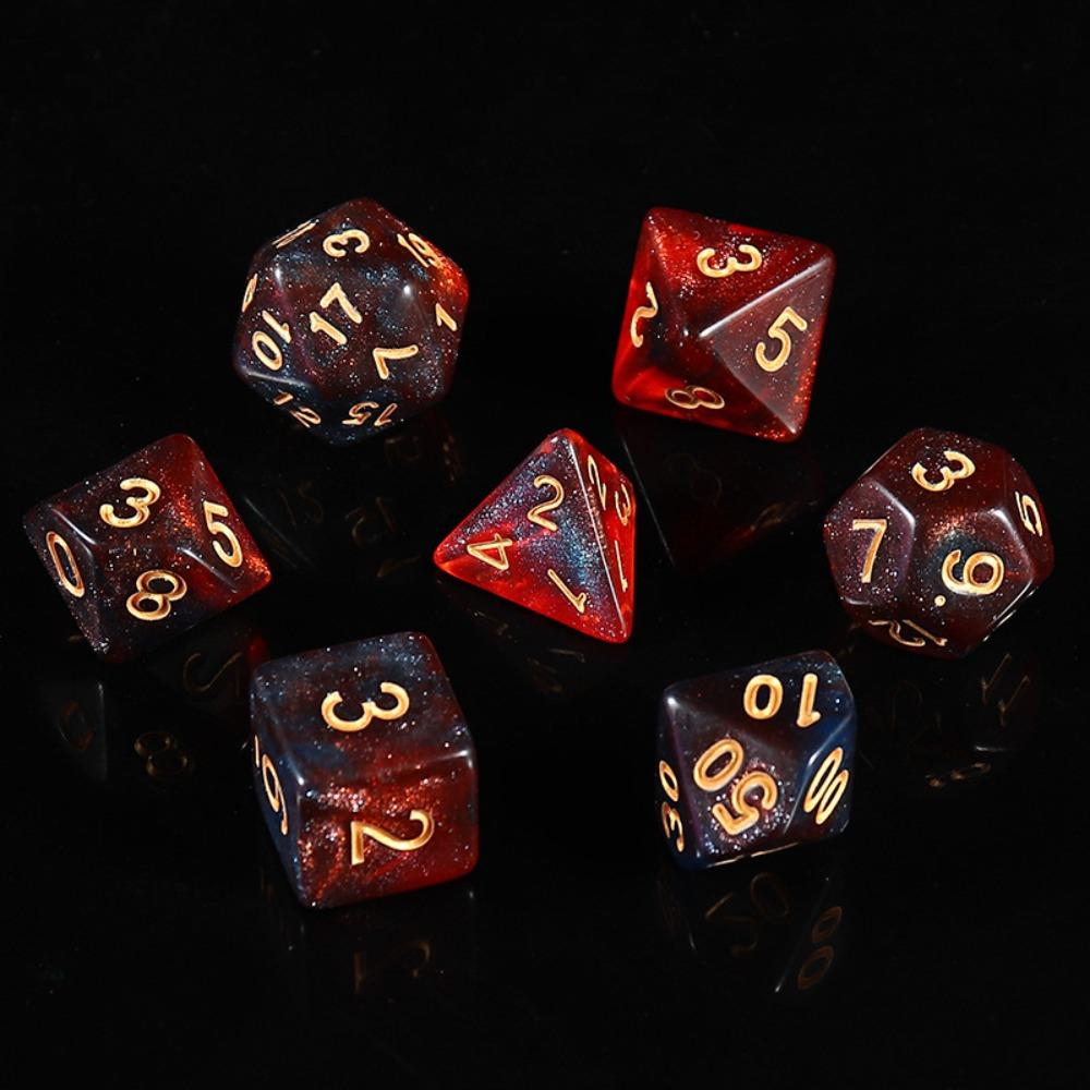 7PCS/Set Digital Acrylic Dice Double-Colors Mixed Color Dice Board Game Pearlescent Dice  Boardgame