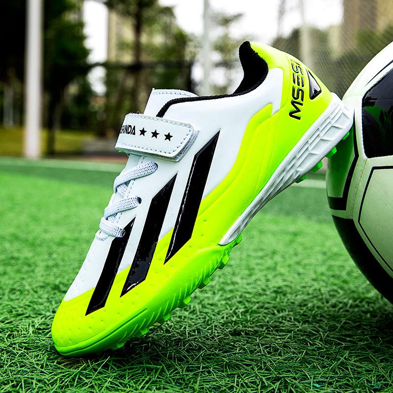 Children's football shoes tf broken nails artificial turf boys and girls leather foot training shoes