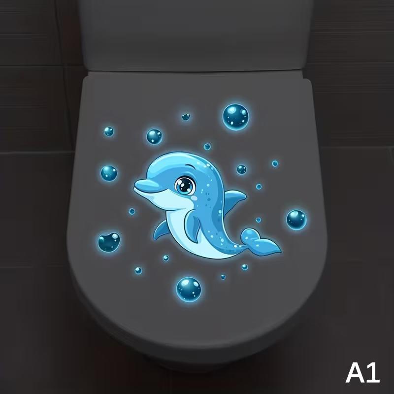 Glow-In-The-Dark Girl Dolphin Toilet Sticker Luminous Self-Adhesive Vinyl Wall Sticker Bathroom Wall Or Window Decoration