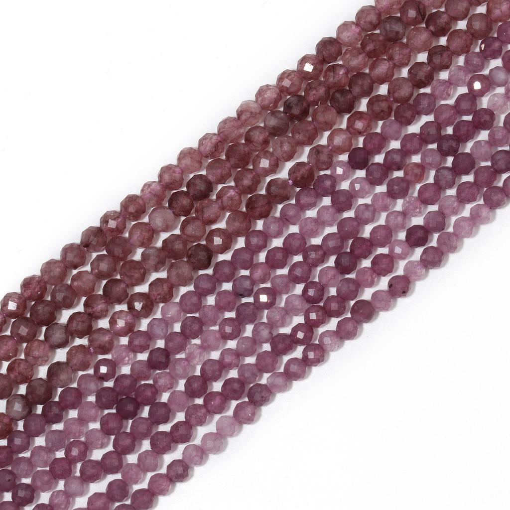 Faceted 2mm 3mm 4mm Tiny Beads Natural Purple Jade Stone Beads for Jewelry Making Beach Jewelry Accessories Supplier
