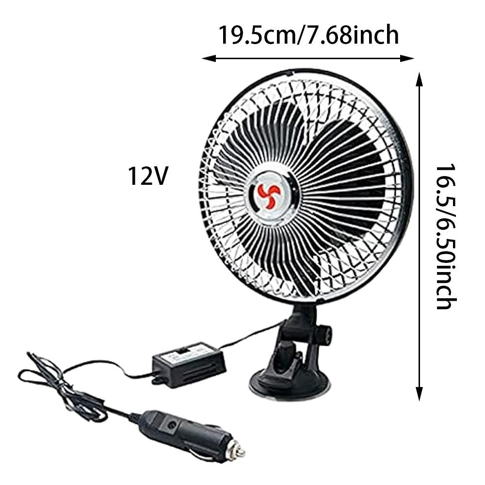12V/24V 6" Powerful Car Van Fan Oscillating Window Dashboard Mount Cooling Cooler