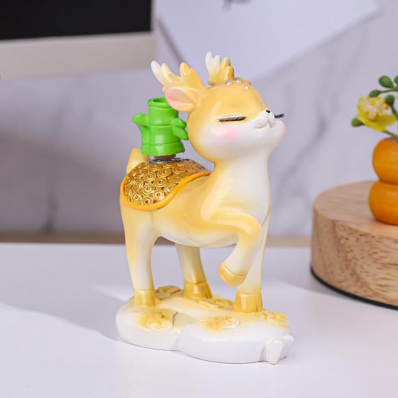 

Deer and Wanxi s All the Way Blooming deer figurine, exquisite resin figurine, desktop decoration, workstation car figurine Gao Sheng жёлтый