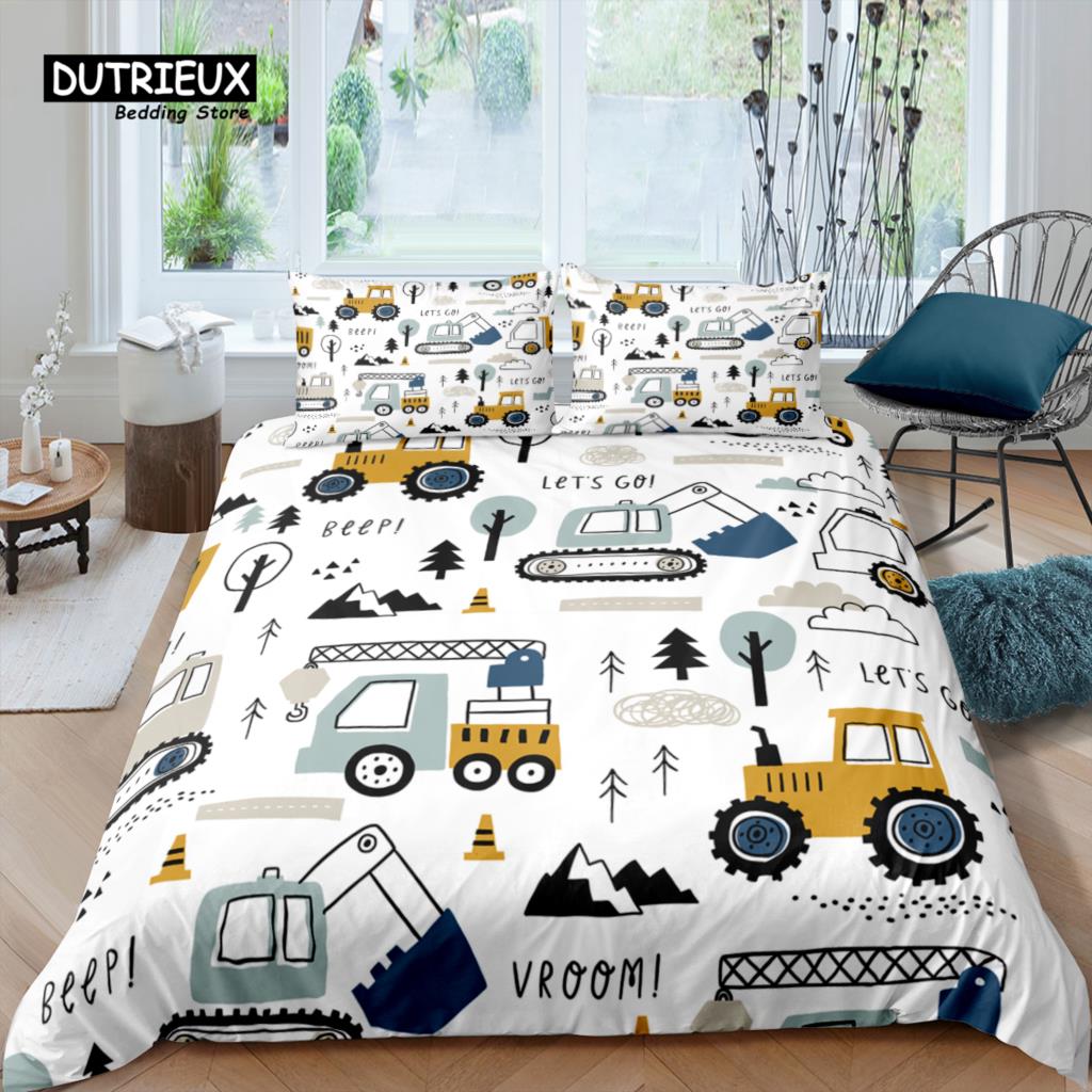 

Home Living Luxury 3D Engineering Vehicle Bedding Set Duvet Cover Pillowcase Kids Bedding Set Queen and King EU/US/AU/UK Size EU single(135x200cm)