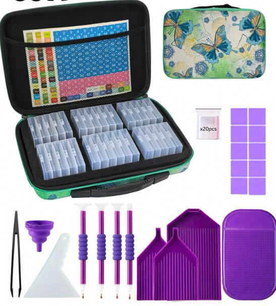 Diamond Painting Storage Kit Portable Bead Organizer Case with Containers Pens Trays Tweezers Wax and Accessories for DIY Crafts