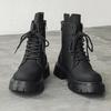 Fashion Autumn Men Japan Karajuku Korean Style Fashion High Top Streetwear Thick Platform Boots Casual Leather Shoes Male Lace Up Shoes