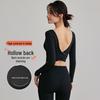 Women's Backless Long-Sleeve Yoga Top for Running, Training, and Pilates