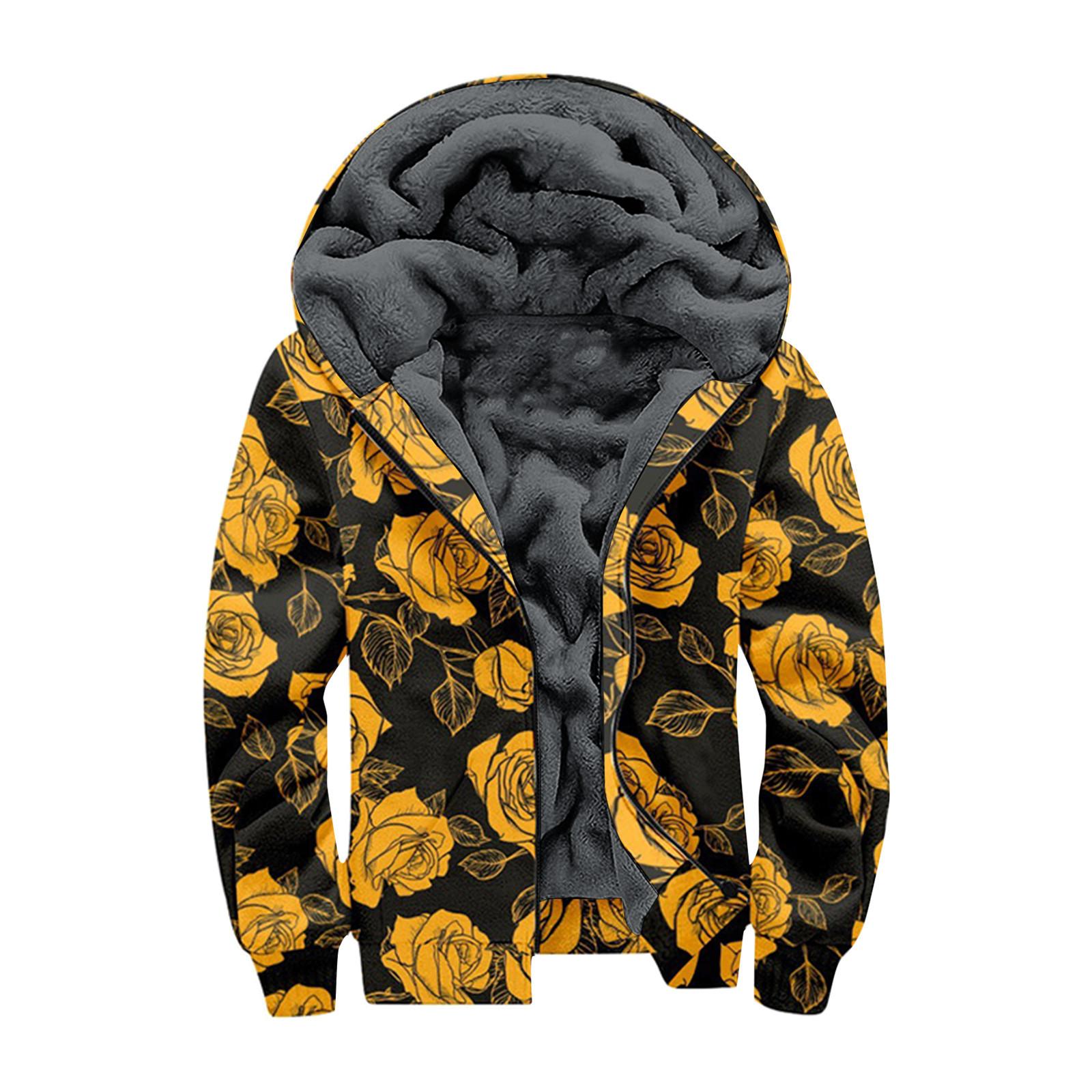 

Мужской индивидуальный повседневный свитер на молнии с длинным рукавом и принтом, толстый хлопковый костюм, зимний костюм XL жёлтый