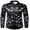 Men Merry Christmas Shirt 3D Santa Claus  Print Long Sleeve Button Down Shirts Men Xmas Holiday Party Casual Tops
