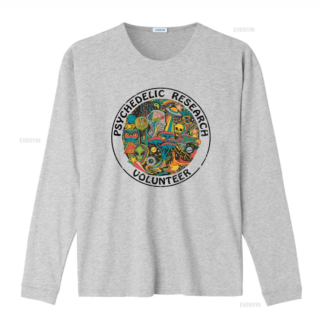 Psychedelic Research Volunteer T Shirt with Magic Mushroom Alien Skull More Cool s Unique Trippy Design vintage Washed