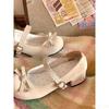 Frühling neue runde Spitze dicke Sohle Schmetterlingsschleife einzelne Schuhe Damen Mode vielseitig High-Heel Elegant minimalistisch Damenschuhe