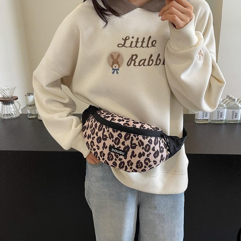 Γυναικεία τσάντα στήθους με στάμπα Leopard Τσάντα ώμου πολλαπλών λειτουργιών Τσάντα χιαστί