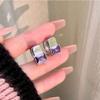 Square Diamond Goodluck Ear Buckle Purple Diamond Lucky Ear Ring Heavy Industry Design Sense High-end