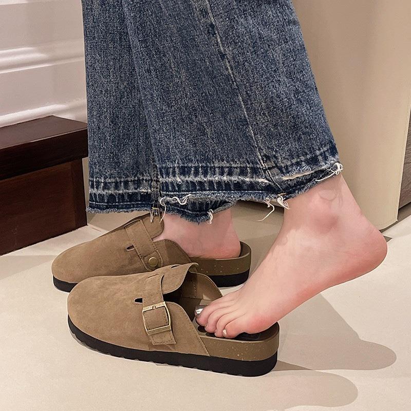 Women's baotou half-drag wearing new spring fishing thick-bottomed heightening cool slippers