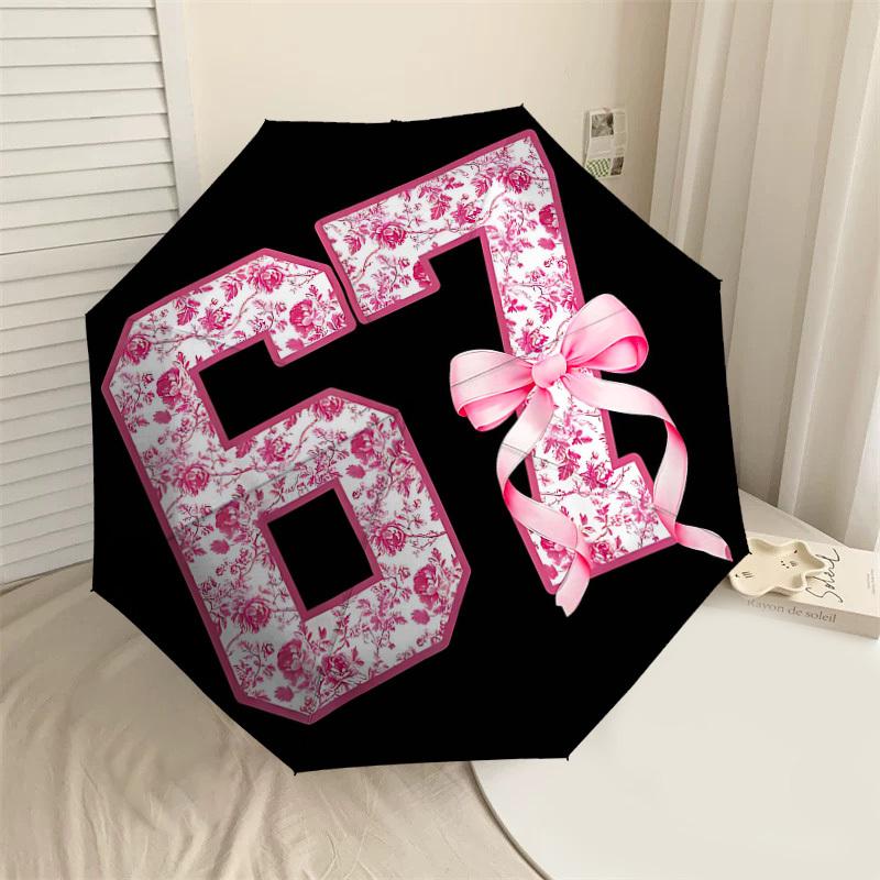 1PC Floral Pattern Ribbon Umbrella-8-Rib Reinforced Portable Folding Travel Suitable for All Seasons Outdoor Daily Use-J322