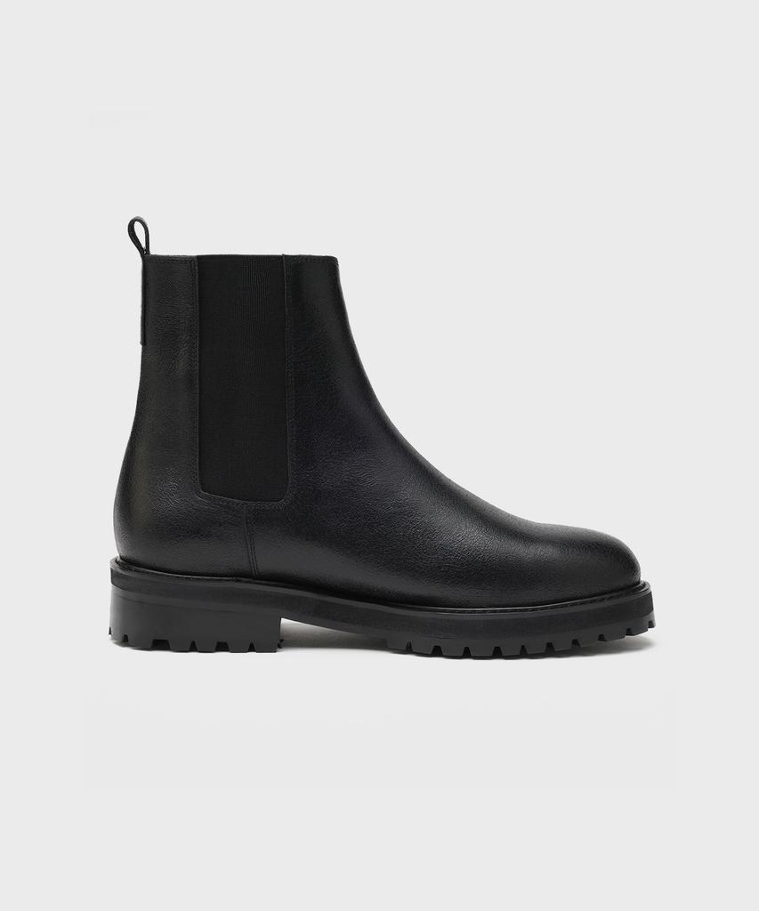 Firenze Atelier [Vibram] Round Toe Basic Chelsea Boots 9703 [Crack Black]