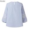 ZANZEA Women Casual Round Neck Loose 3/4 Sleeve Stripe Blouse