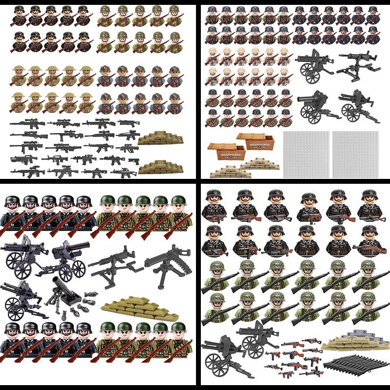 WII Military Figure Building Blocks: Weapons & Soldiers Toy Set for Boys