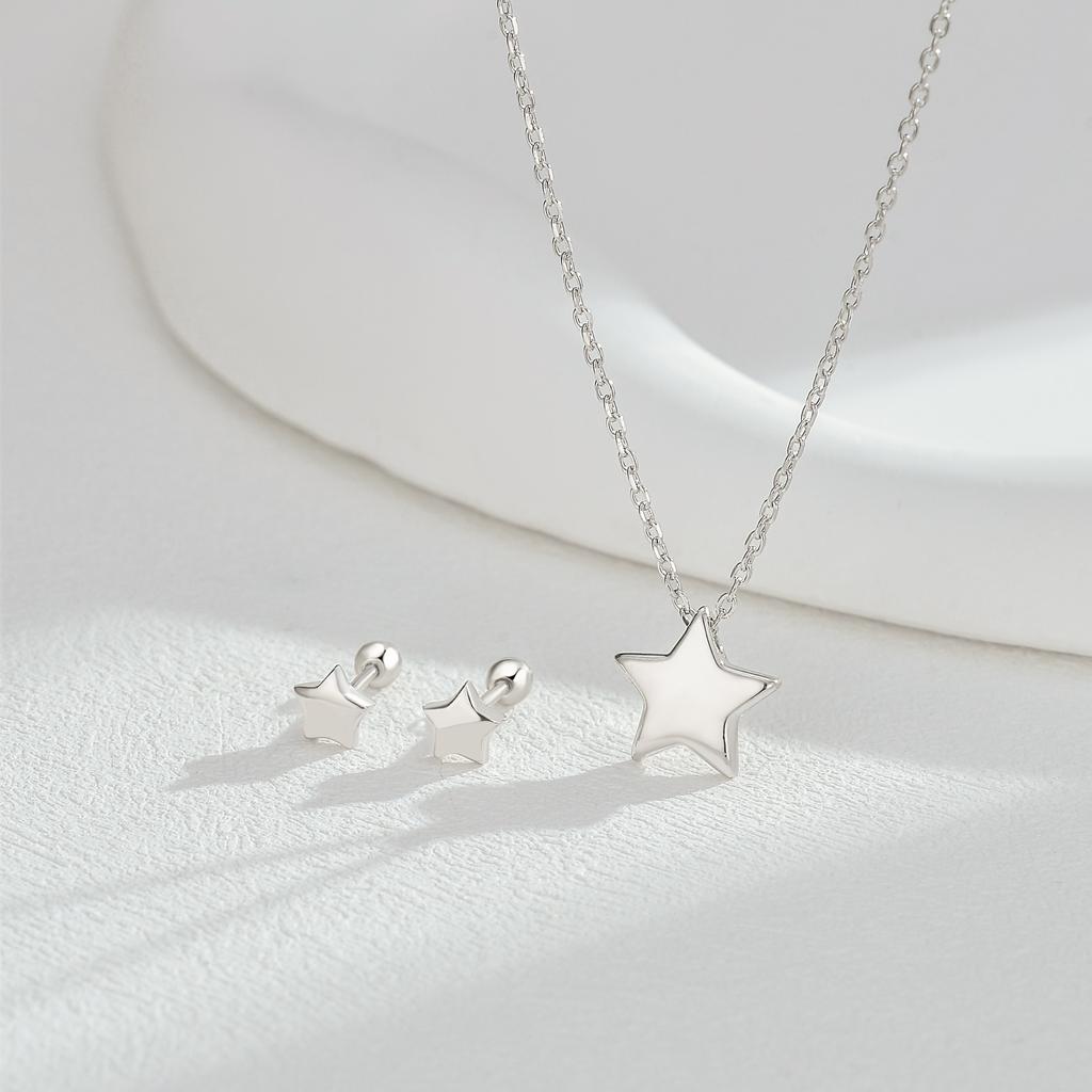 Yinshiqi S925 Sterling Silver Mini Star Pendant Necklace for Women