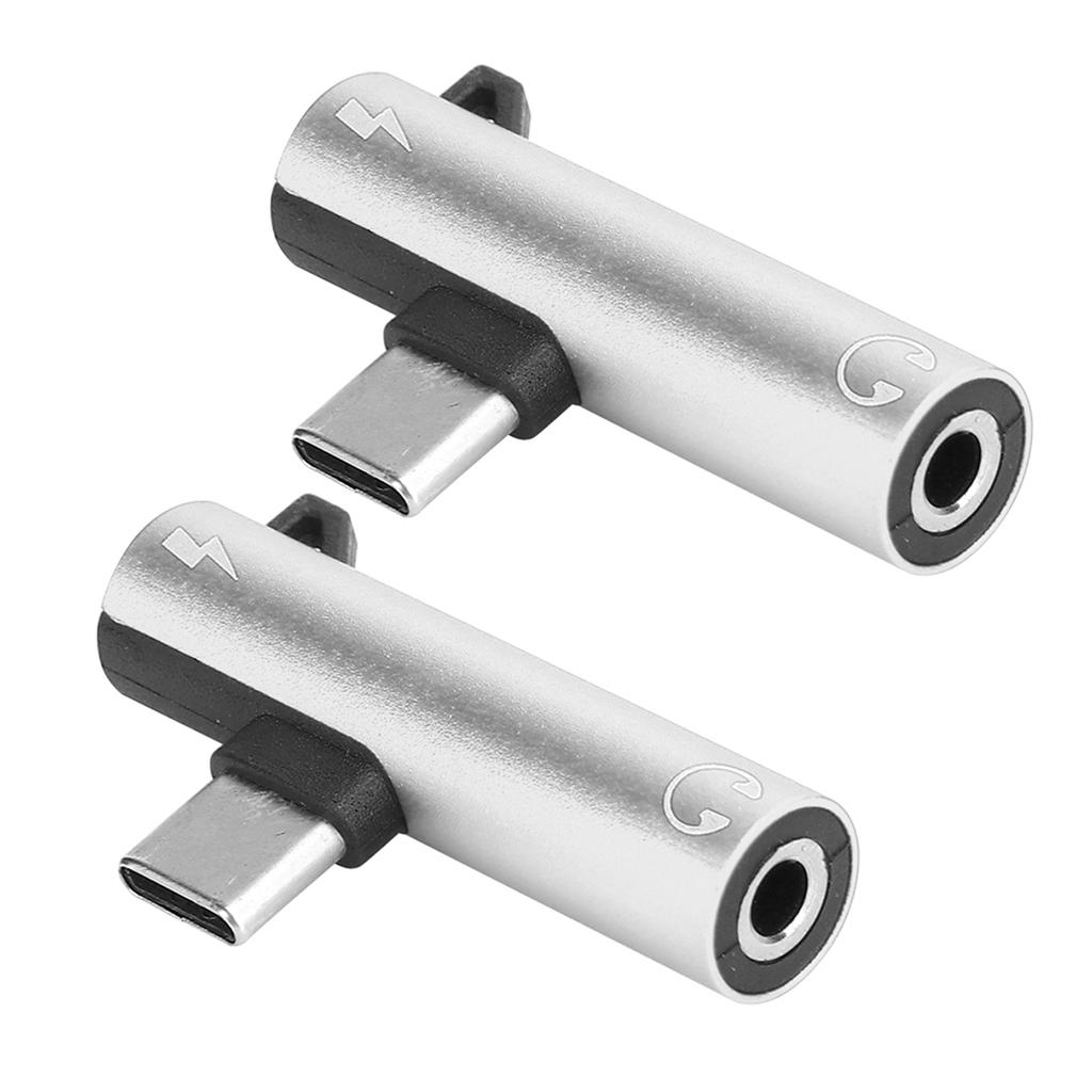 2 Stück 2 in 1 TypC auf 3,5 mm Assist Audiokabel Ladegerät Headset Verteiler Adapter