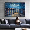 Van Gogh's Starry Night Oil Canvas Wall Art for Bedroom & Living Room Decor