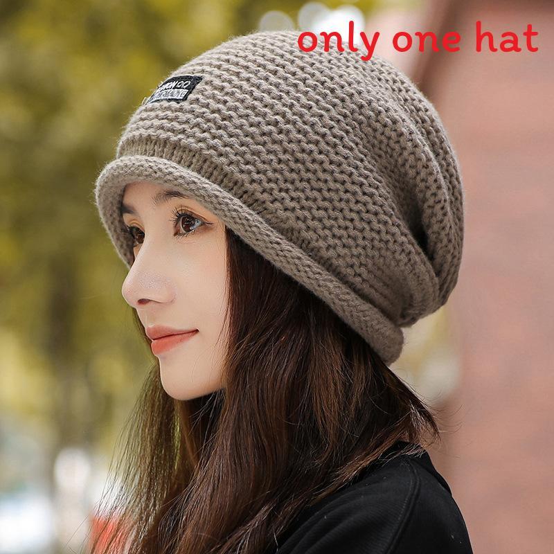 Knit Hat Hat For Women With Letter Embroidery Warmth Fall Winter Stylish Headgear хаки