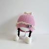 Baby Knit Hat Girls With Bow Braids Cartoon Design Soft Warm Beanie Infants 0-2 Years