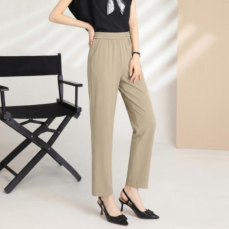 LangSha Women's High-Waist Straight Leg Capri Pants