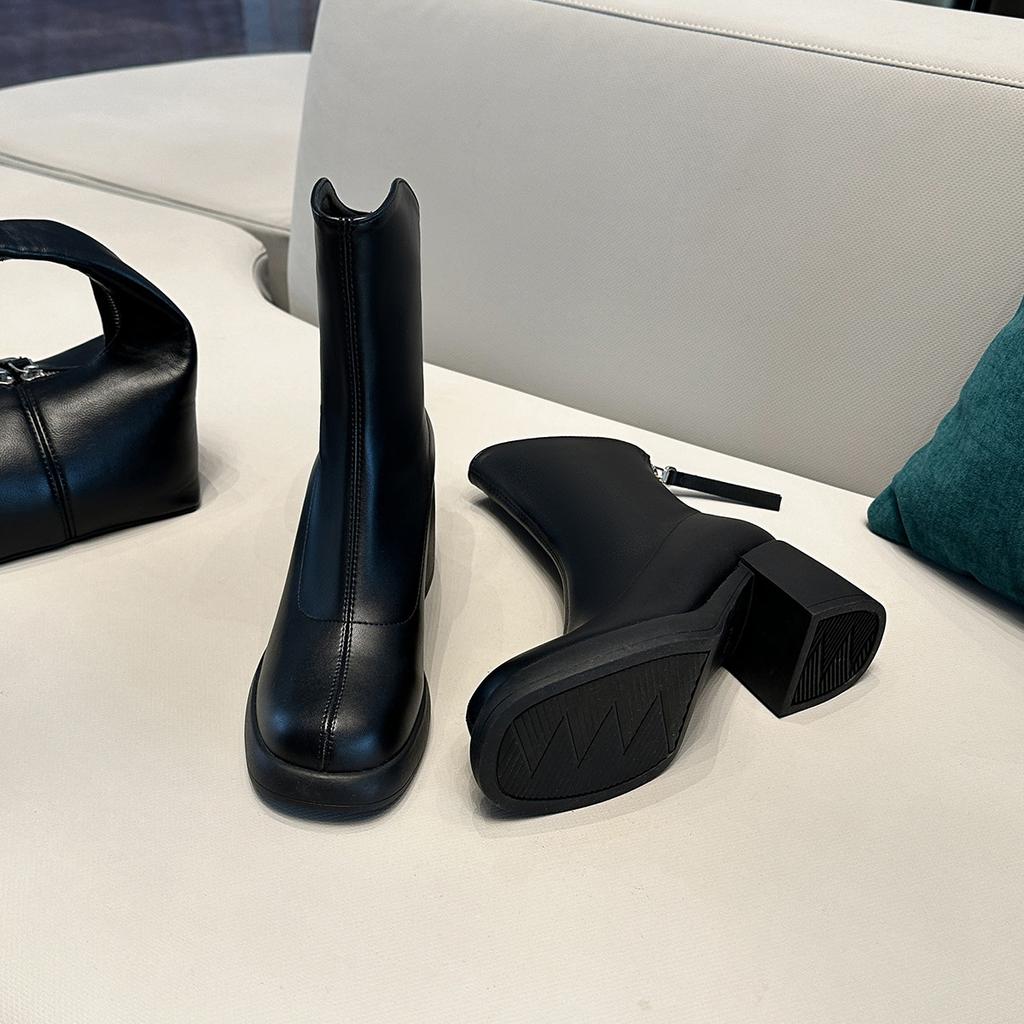 Boots Women'S High Heel Short Boots Women'S Single Boots Thick Heel Skinny Boots Small Martin Boots