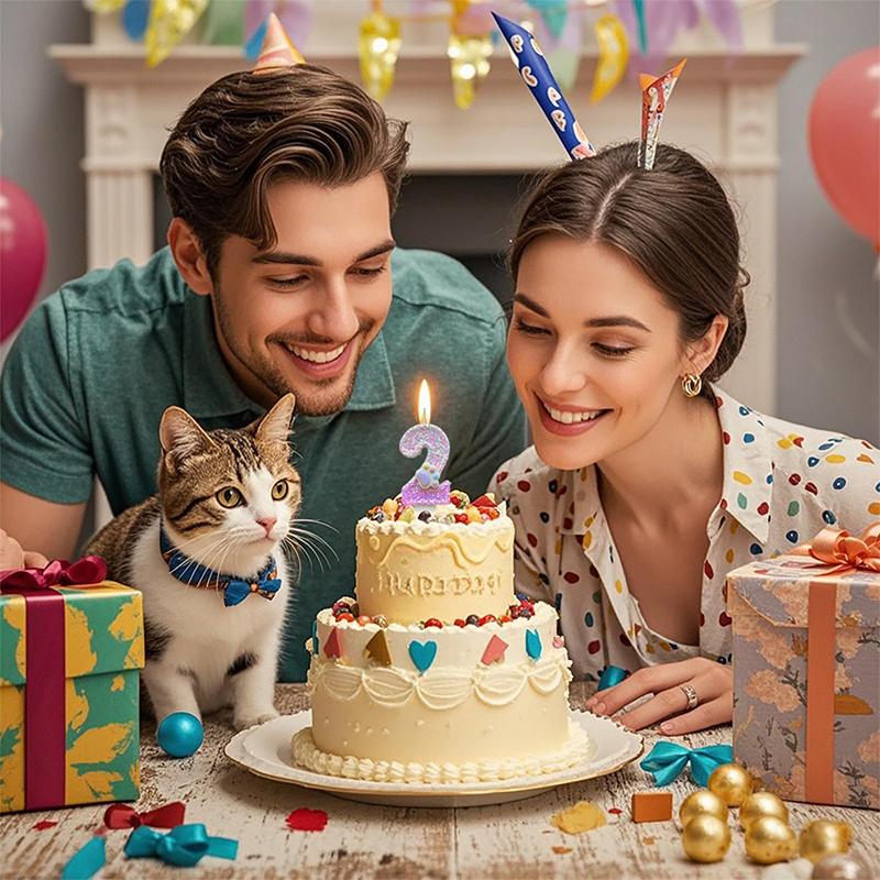 1PC Non-Toxic Soy Wax Candles Candle Adorable Cat Paw & Number Candle Set Cat Claw Digital Birthday Candle 7.5x4cm