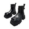 Men's and Women's Same  Spring Short Platform Niche Tooling Locomotive Leather Platform Heels Boots