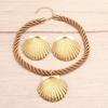 Elegant Shell Pendant Necklace and Earrings Set Handmade Weddings Accessories Fashionable Jewelry for Women Girls