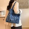 Fashion Trend Alphabet Printed Denim Bag 2025 Spring New Textured Casual Tote Bag Shoulder Bag