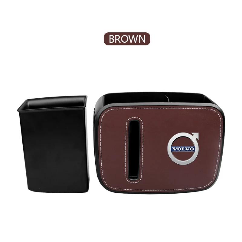 

Multifunctional Car Seat Back Organizer box Cup Holder For Volvo XC-Classic V60 V40 XC90 S60 XC60 V70 S90 XC40 V90 C40 S40 S80L коричневий