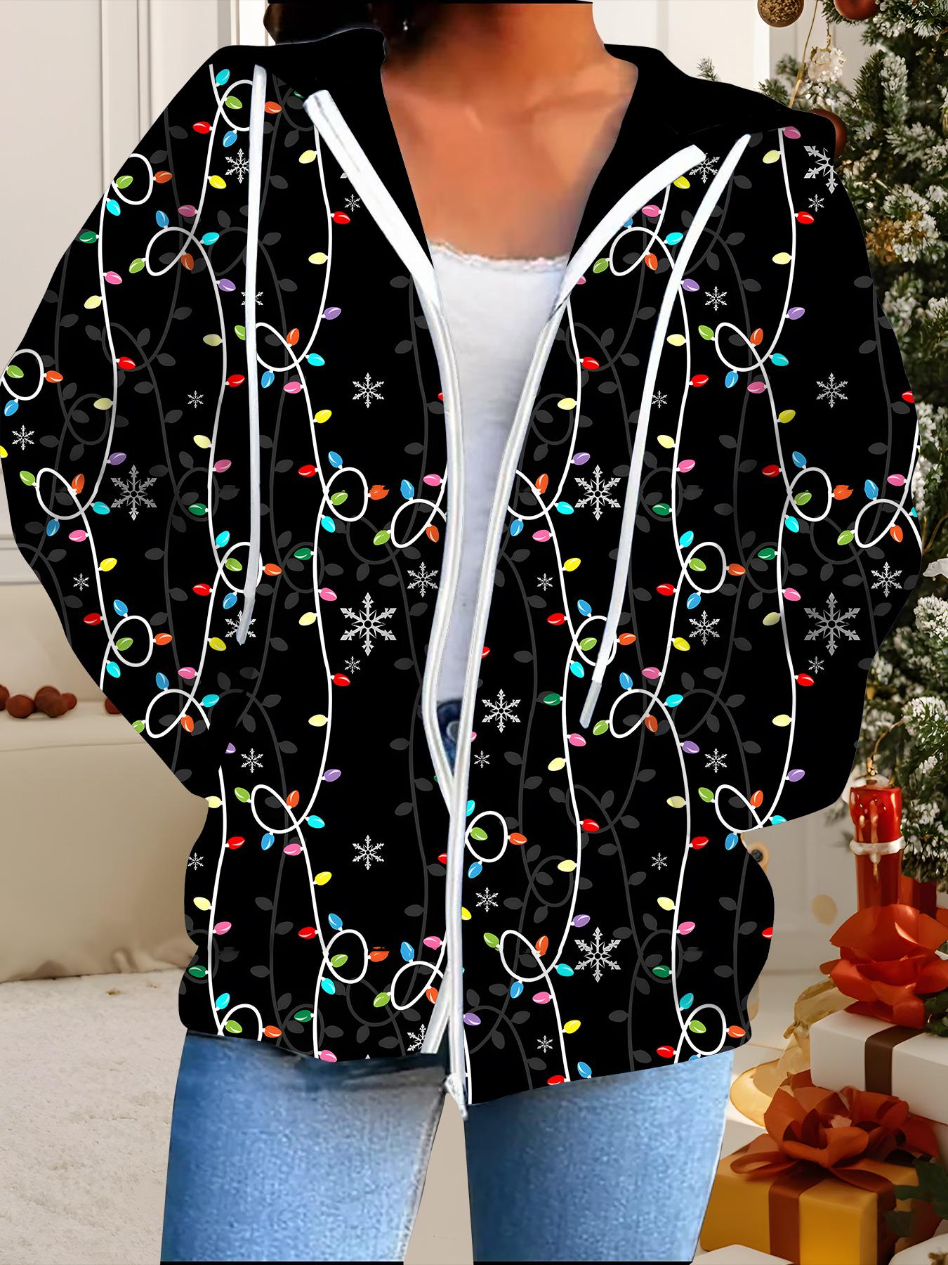 

Рождественский кардиган с капюшоном, 3D-печать, большого размера, осенне-зимний, в стиле ретро 1XL чёрный