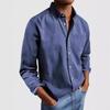 New Spring Autumn Men's Lapel Solid Color Shirt Retro Long Sleeve Versatile Top